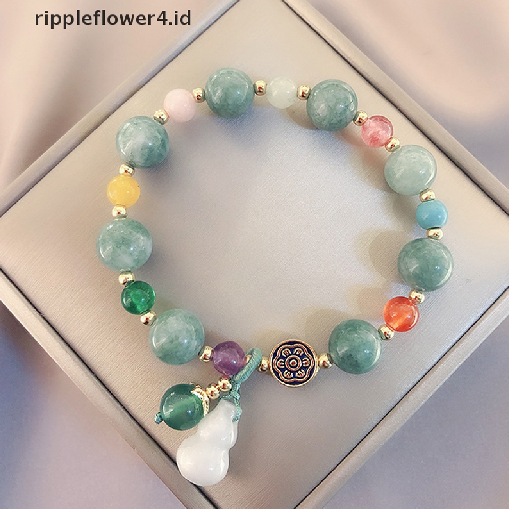 {rippleflower4.id} &amp; Gelang Manik-Manik Kalsedon Wanita Gelang Couple Labu Hijau~