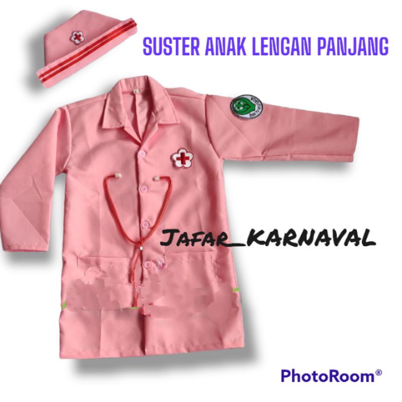 BAJU PROFESI DOKTER/BAJU SUSTER/ BAJU PERAWAT PINK LENGAN PANJANG (SDP)