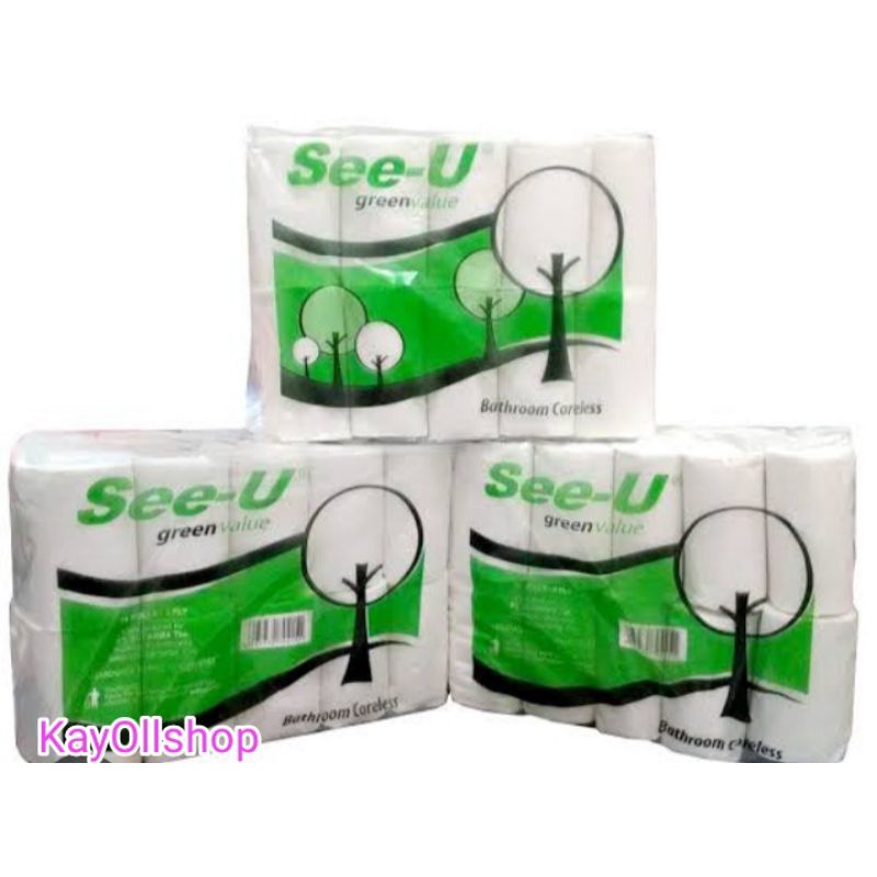 Tissue SEE U Bathroom Roll Green Value Toilet 10 Roll Tisu Gulung SEE U