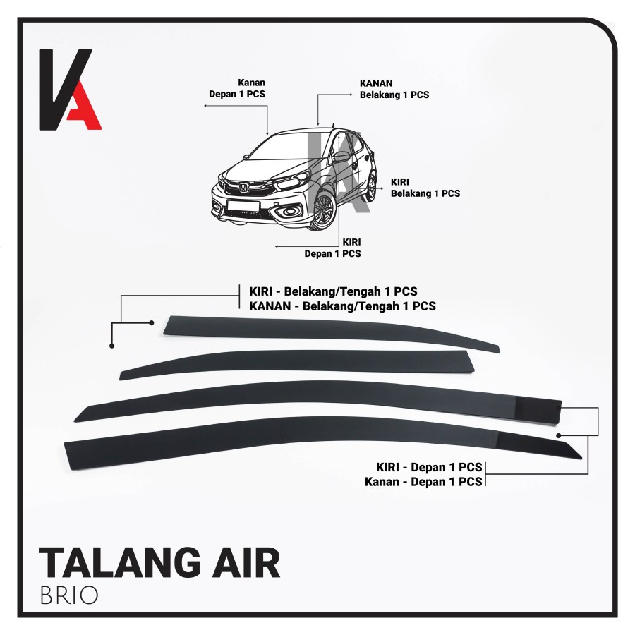 TALANG AIR PINTU MOBIL HONDA BRIO LAMA MODEL FLAT RATA AKRILIK HITAM