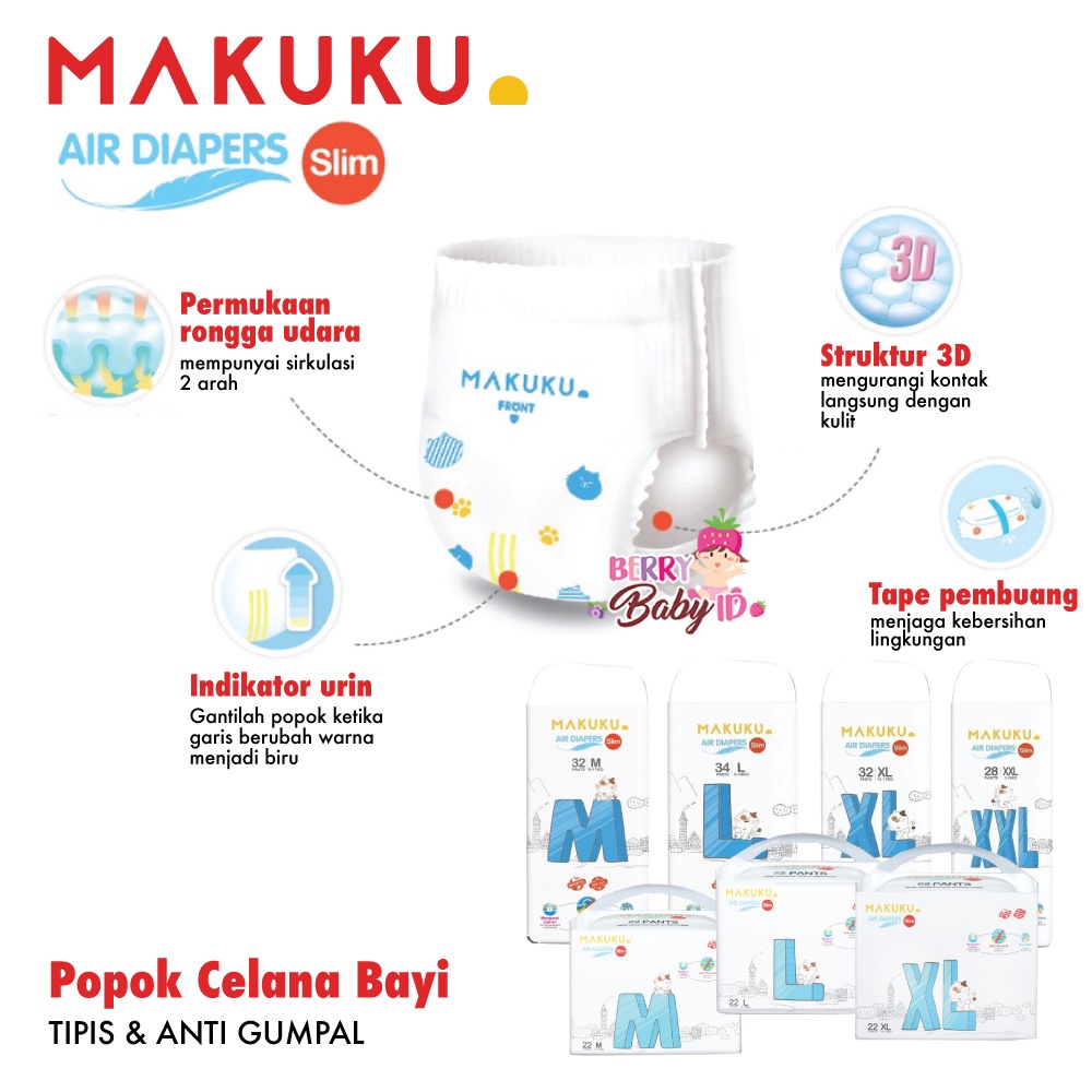 *FRAULEINCO* MAKUKU Official Distributor SLIM / COMFORT / PROCARE Popok Premium Pants Diapers popok celana sekali pakai