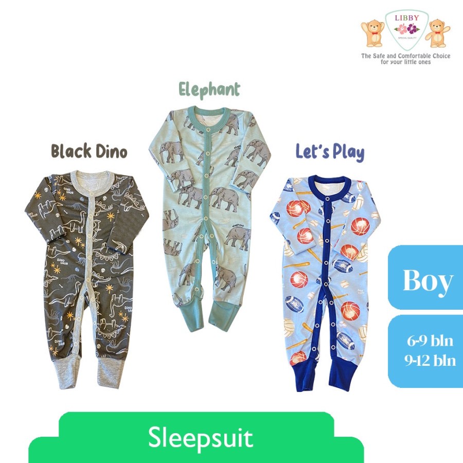 Libby Premium Sleepsuit 9-12 bulan Motif Boy/Girl - Bodysuit &amp; Jumper Bayi