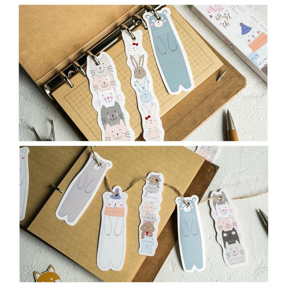 R-flower 30pcs Cartoon bookmark set Buku Perlengkapan Sekolah Keluarga Kucing Lucu