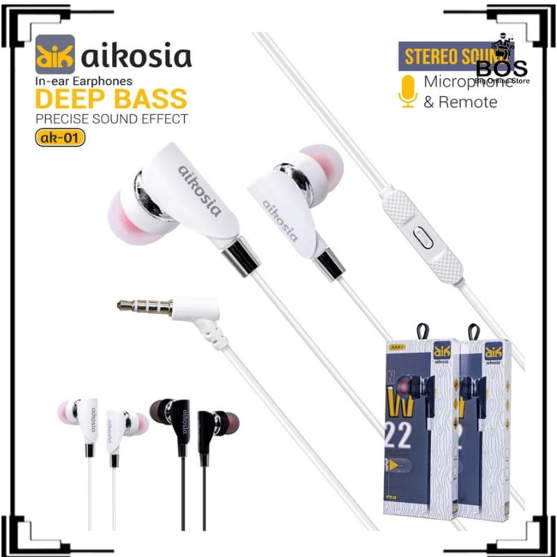 BOS - HF AIKOSIA AK001 / AK01+ | HANDSFREE HENSET PREMIUM HIFI SOUND SUPER BASS