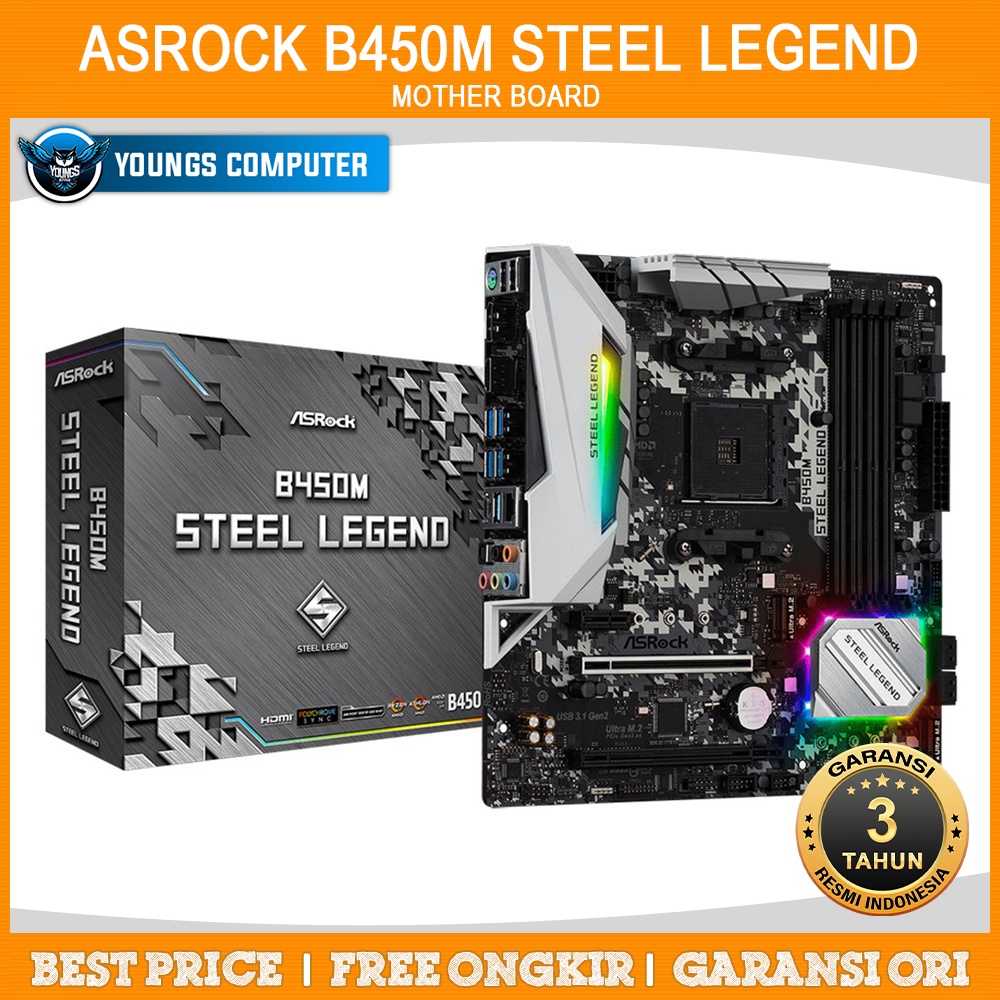 MOTHERBOARD AMD ASROCK B450M STEEL LEGEND - AM4 DDR4