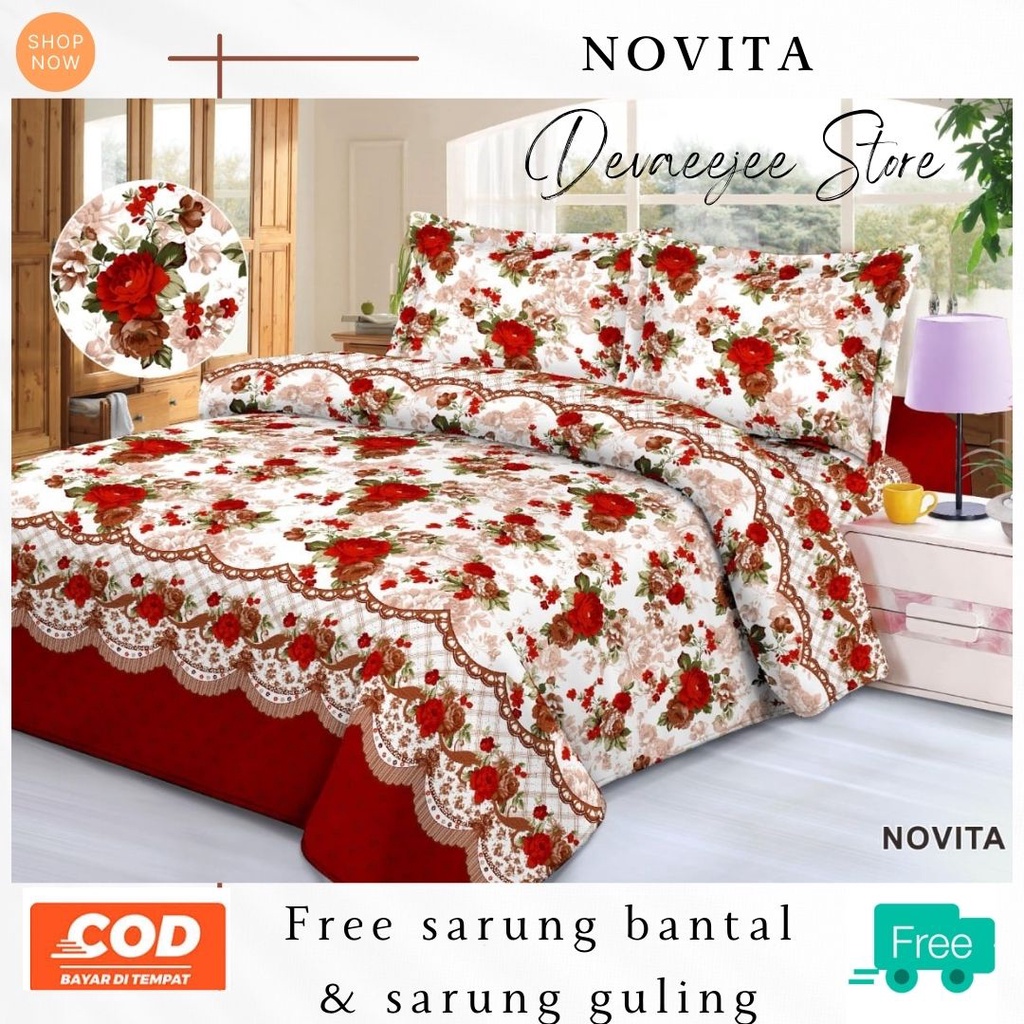 SPREI SET MOTIF KARAKTER DAN BUNGA UKURAN 120X200 UKURAN 180X200 MOTIF MIRIP BONITA