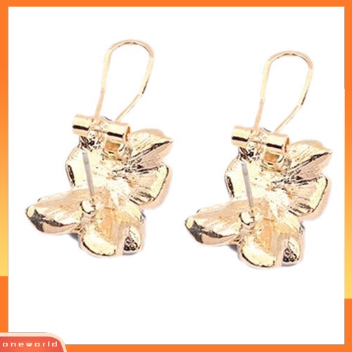 [WONE] Panas Elegan Wanita Gardenia Bunga Berlian Imitasi Ear Stud Earrings Perhiasan Hadiah