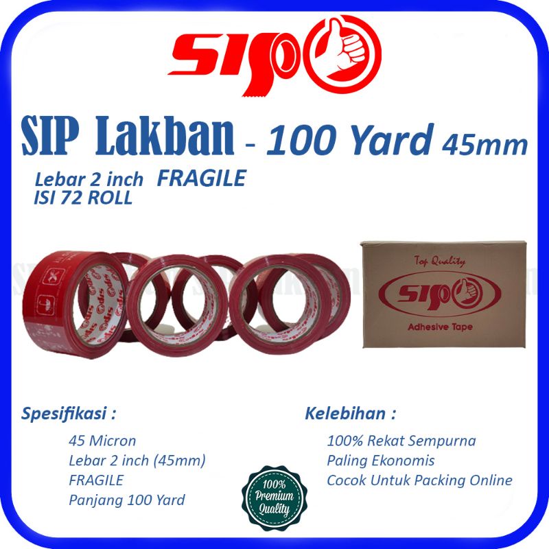 

FRAGILE LAKBAN SIP 45MM x 100YARD 1 CRT 72 ROLL / GOJEK GRAB / FRAGILE MURAH