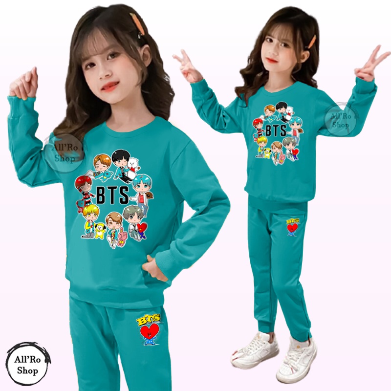 Setelan Anak Seragam Senam Lengan Panjang Set Anak Motif BTS Lengan dan Celana Panjang Usia 5 sd 13 Tahun ARS 0004
