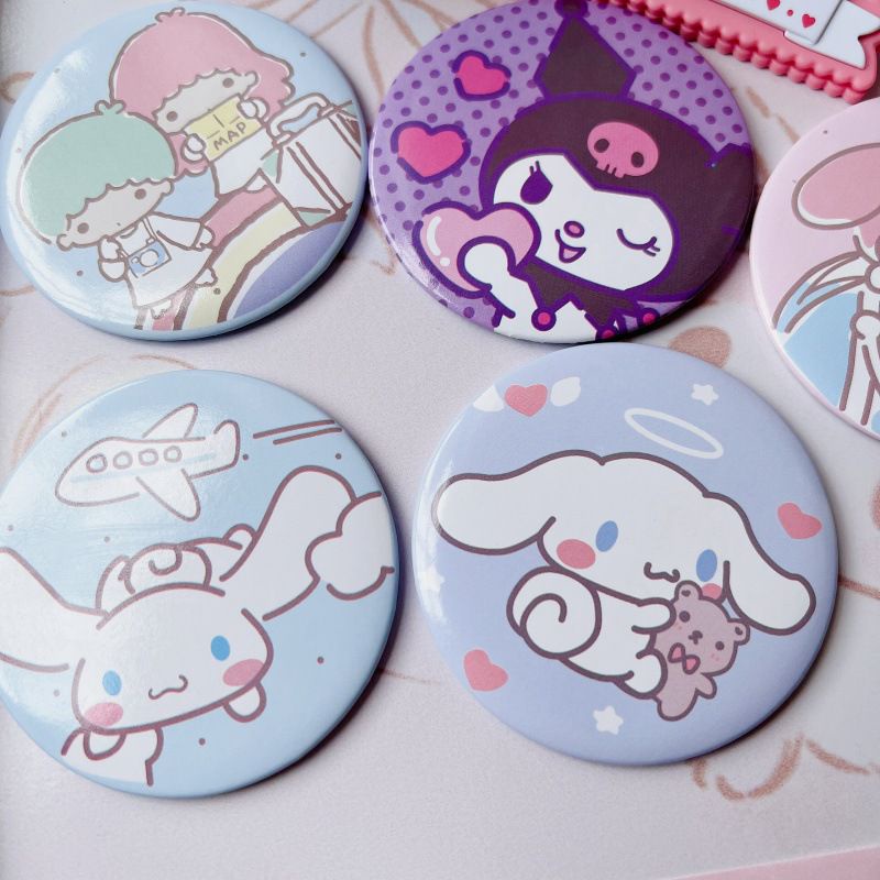 CERMIN KACA BULAT MINI CINNAMOROLL MELODY KUROMI HELLO KITTY TWIN STARS  KIKI LALA SANRIO MAKE UP IMPOR