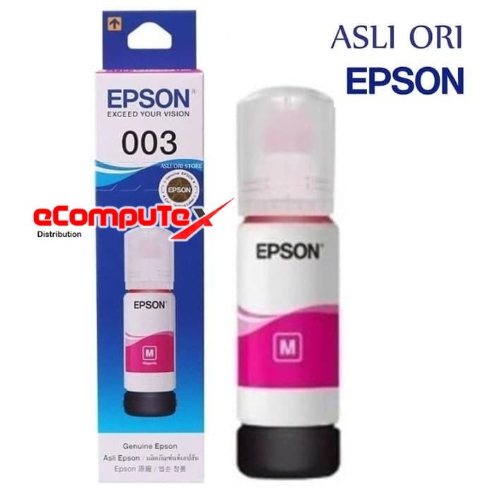 TINTA EPSON 003 MAGENTA / T003 MERAH MUDA ORIGINAL RESMI L5190 L3150