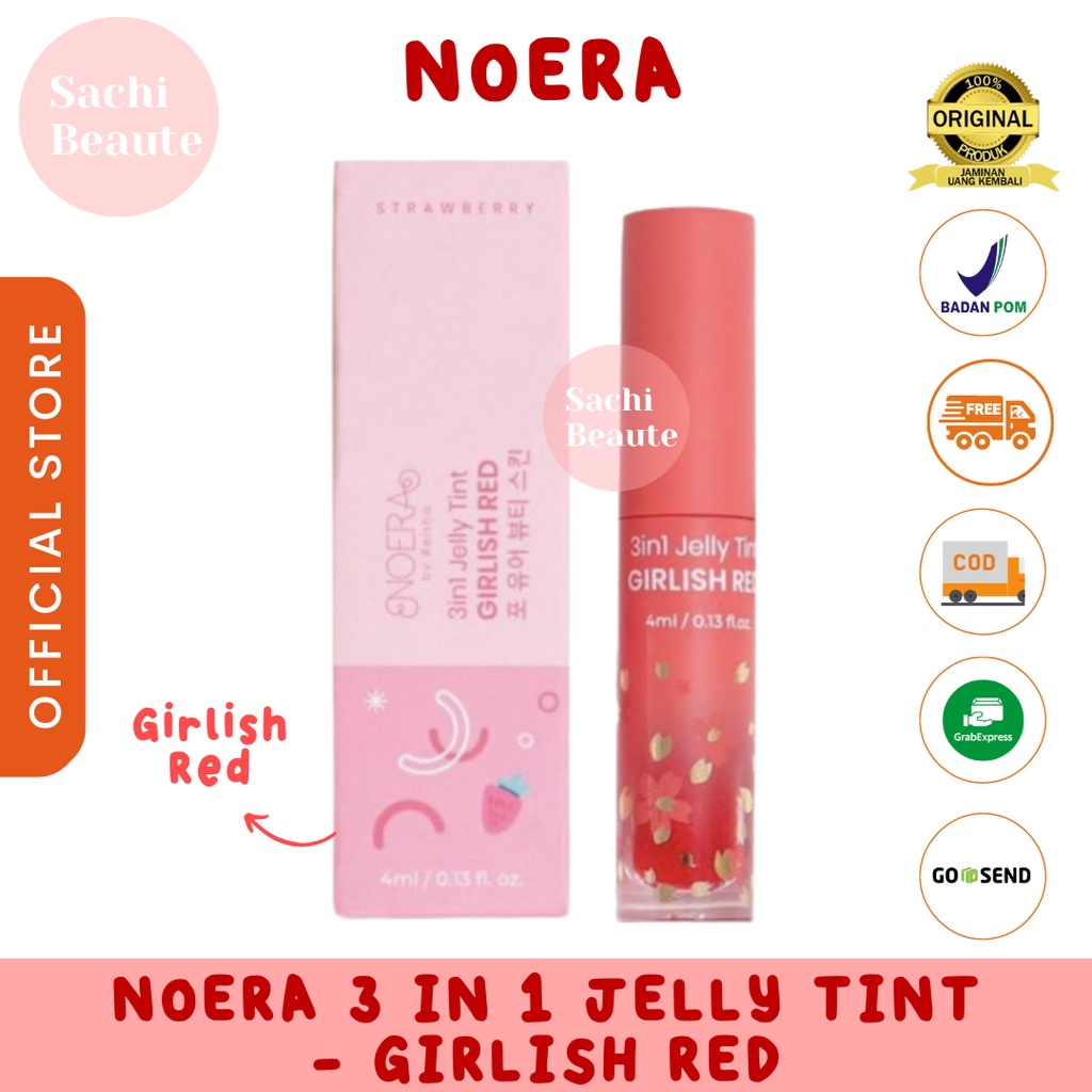 Noera 3 In 1 Jelly Tint Tekstur Ringan Mudah Menyerap - Girlish Red