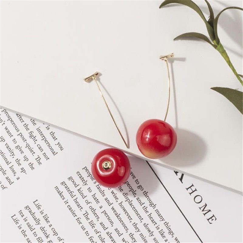 Penjualan Panas Gaya Korea Lucu Simulasi Merah Cherry Anting-Anting Untuk Wanita Resin Buah Anting-Anting Perhiasan Gadis Perhiasan Hadiah Pesta