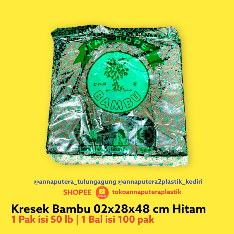 Kresek Bambu 02x28x48 Hitam isi 50 Lembar