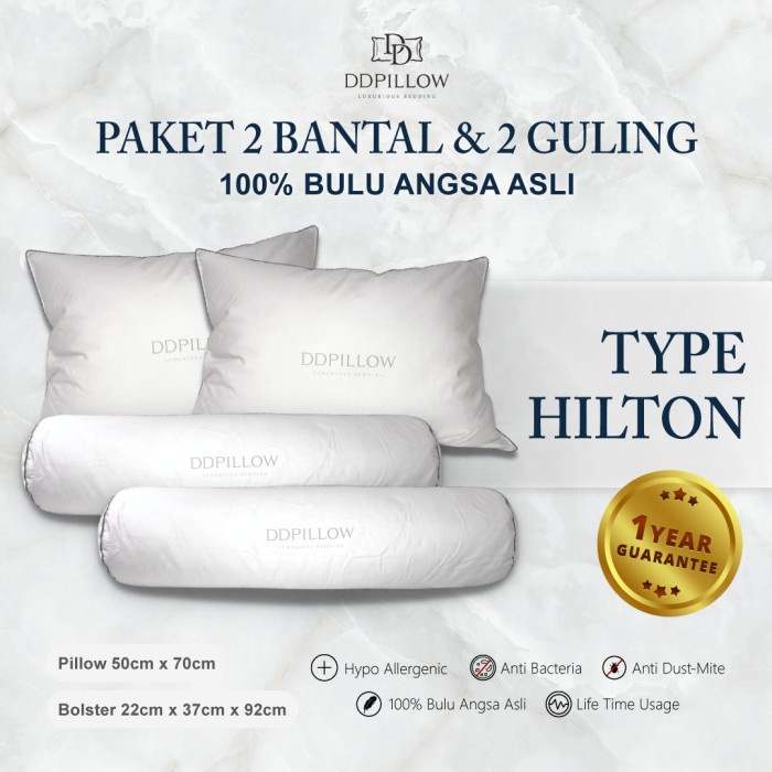 {CityStore} Paket 2 Bantal Bulu Angsa Asli dan 2 Guling Bulu Angsa Asli - Bantal Diskon