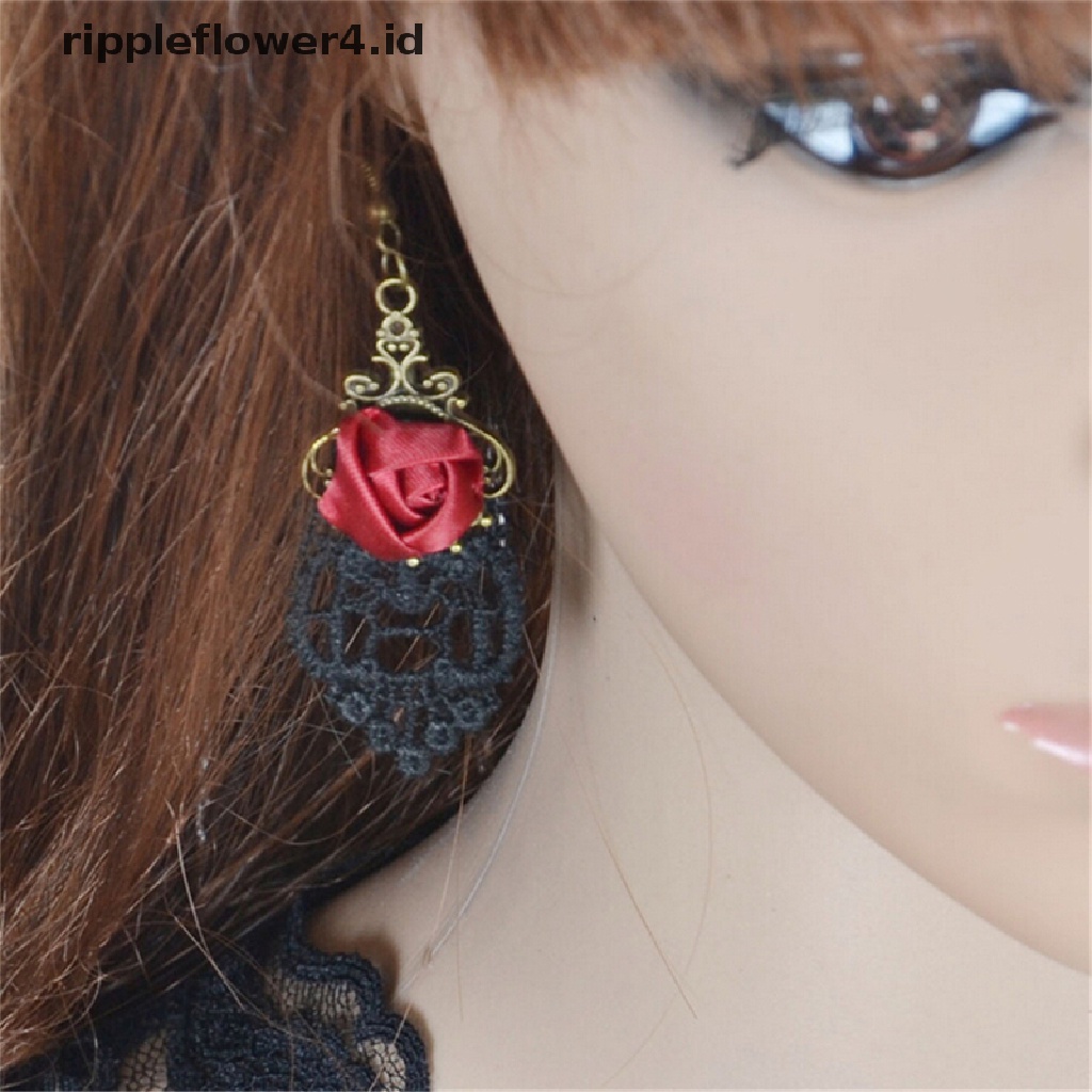 {rippleflower4.id} 1x Fashion Baru Aestheticisme Gothic Victoria Retro Lace Vintage Pendant Earrings~