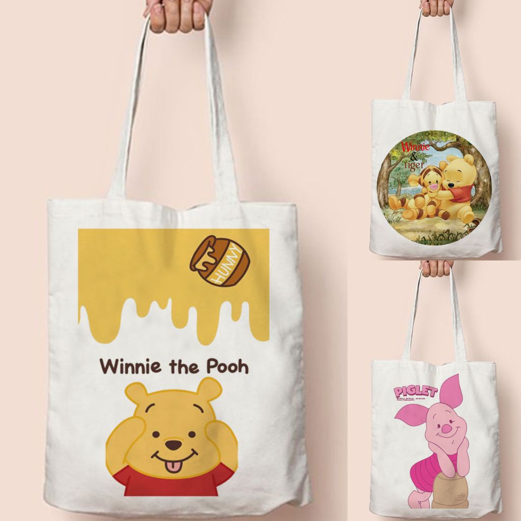 Totebag Tote Bag Winnie The Pooh Goodie Bag Souvenir Kado Ulang Tahun Anak Ultah Tas