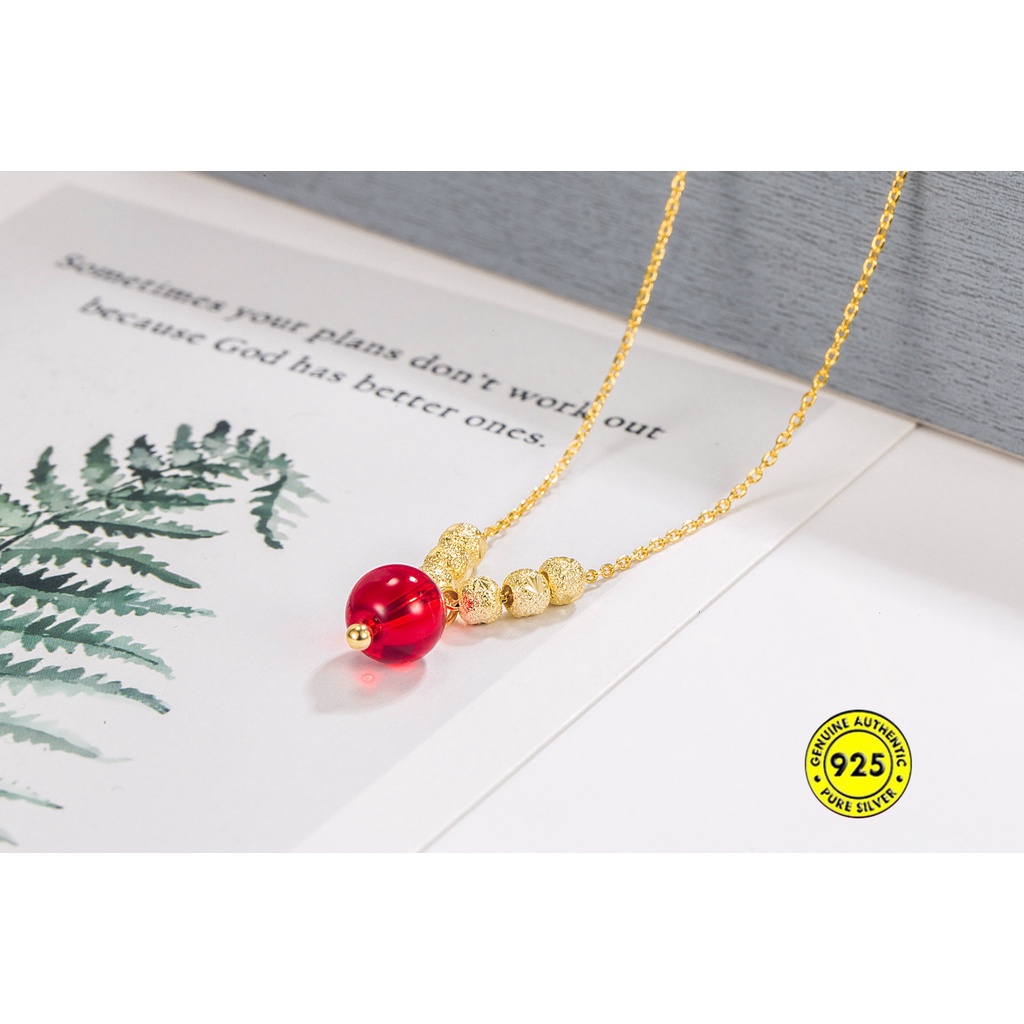 Kalung Emas Lovesickness Red Bean Agate 18K Perempuan U1117