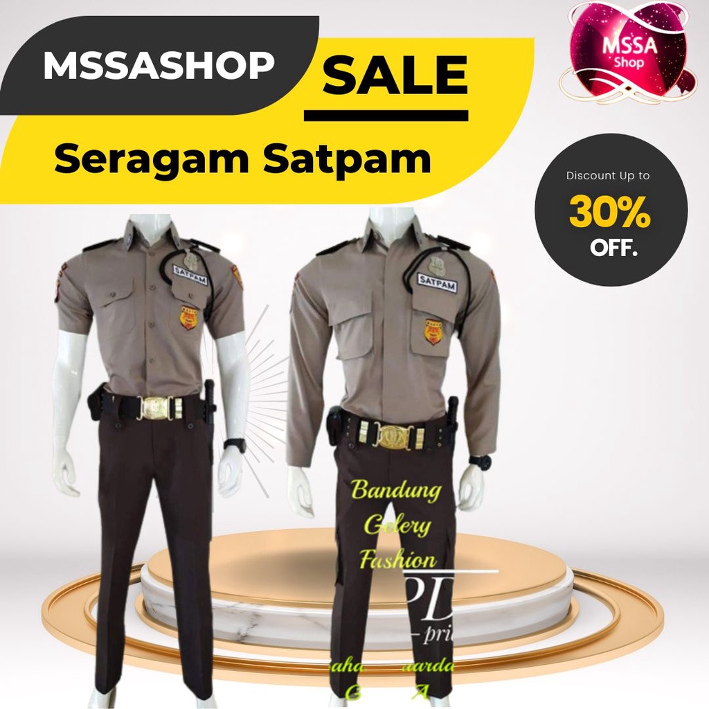 1 STEL ATASAN BAWAHAN SERAGAM SATPAM SECURITY PDL PDH SERAGAM SECURITY PDH PDL COKLAT CREAM PRIA BAHAN TEBAL ORIGINAL DISTRO