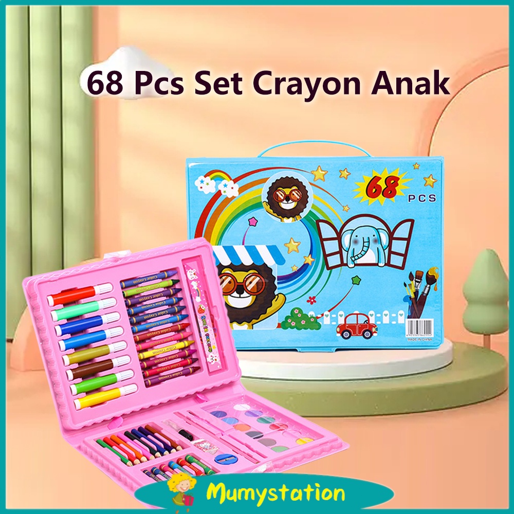 Mumystation SET 68 Pensil Warna Crayon Set Pensil Krayon Warna  Alat Menggambar Mewarnai