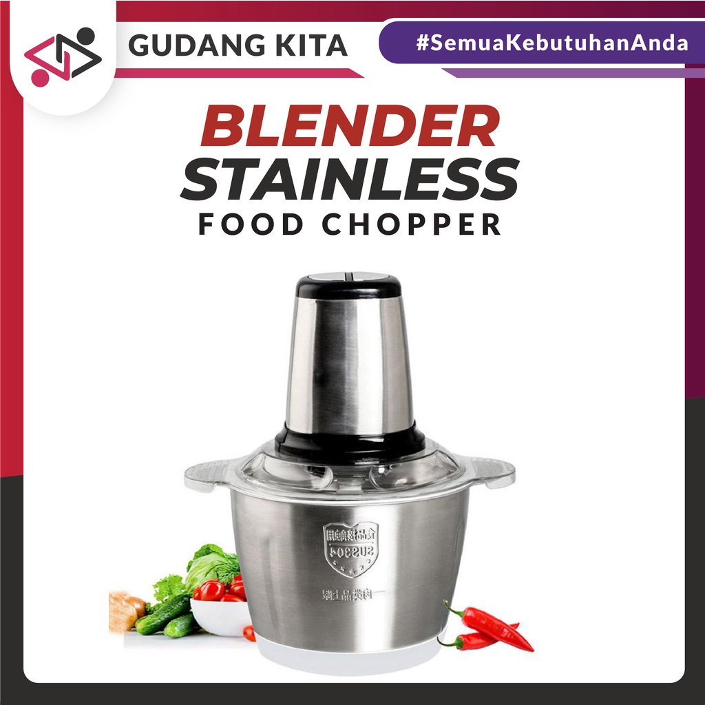 BLENDER DAGING STAINLESS 2.L / DAGING PENGGILING / MEAT GRINDER BLENDER SERBAGUNA / CHOPPER BLENDER 