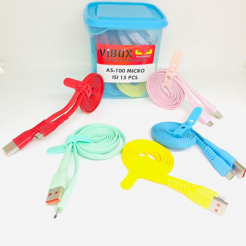 PerToples isi 15pcs Kabel Vibox 3A AS100 Micro Type C/Kabel Data Murah Toples