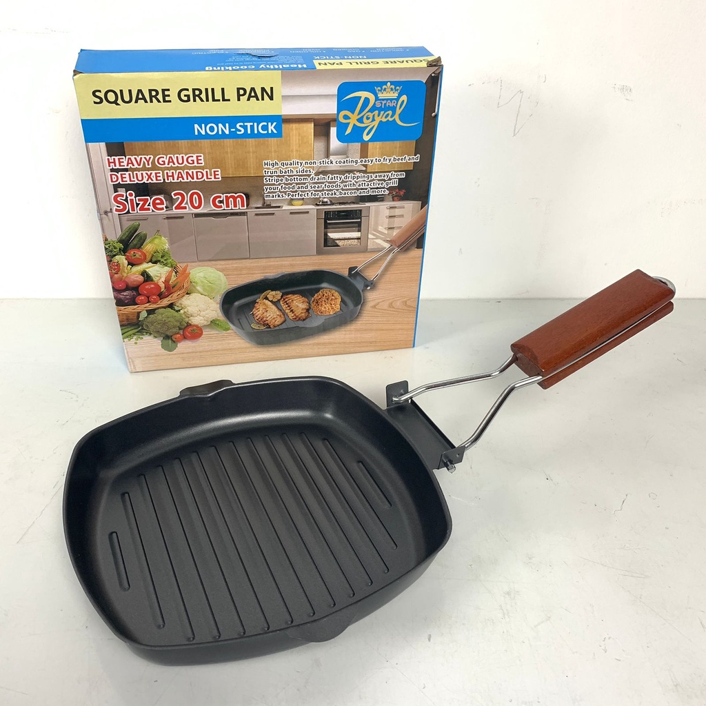 Barangunik2021-Square Grill Pan 20 Cm Teflon Wajan BBQ Bakaran Sate Serbaguna/Panggangan Anti Lengket