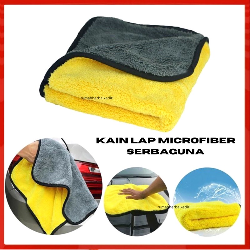 Kain Lap Microfiber Serbaguna 30X30Cm 2 Sisi Halus Multifungsi 500GSM