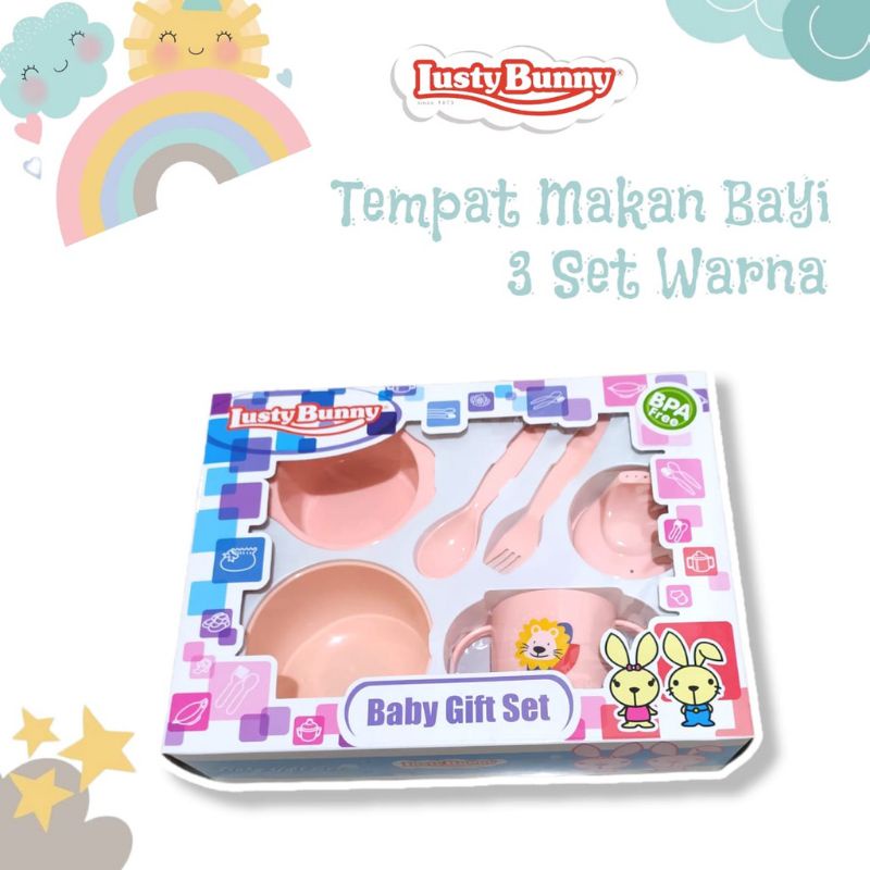 ☃Cutezz_Ching☃Lusty Bunny  Baby Feeding Gift Set Alat Makan Bayi