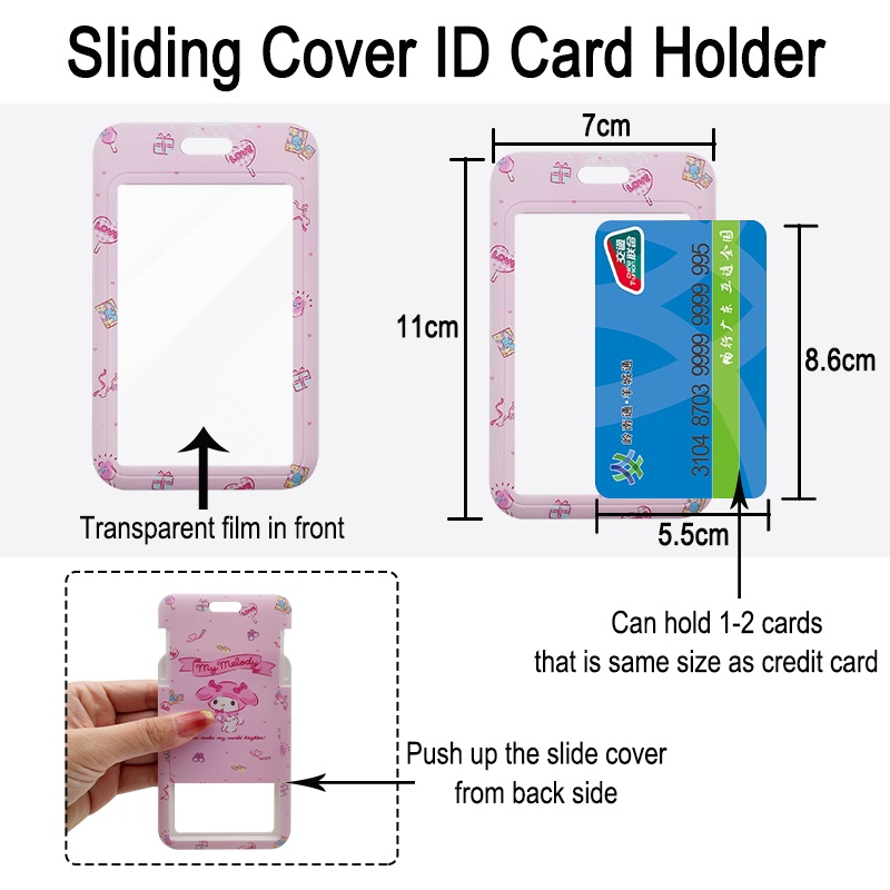 Super Love Kartun Sanrio Pelindung Kartu ID Dengan Gantungan Kunci 3D Kartun Lucu Holder Kartu ID Untuk Kartu Pelajar Bus Card Case Keyring Sling