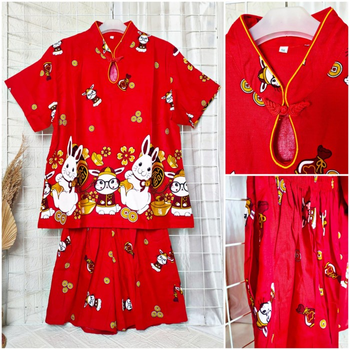 

Baju Tidur Imlek 2023 Kerah Cheongsam Tahun Kelinci Size L-5L - B, JUMBO/5L