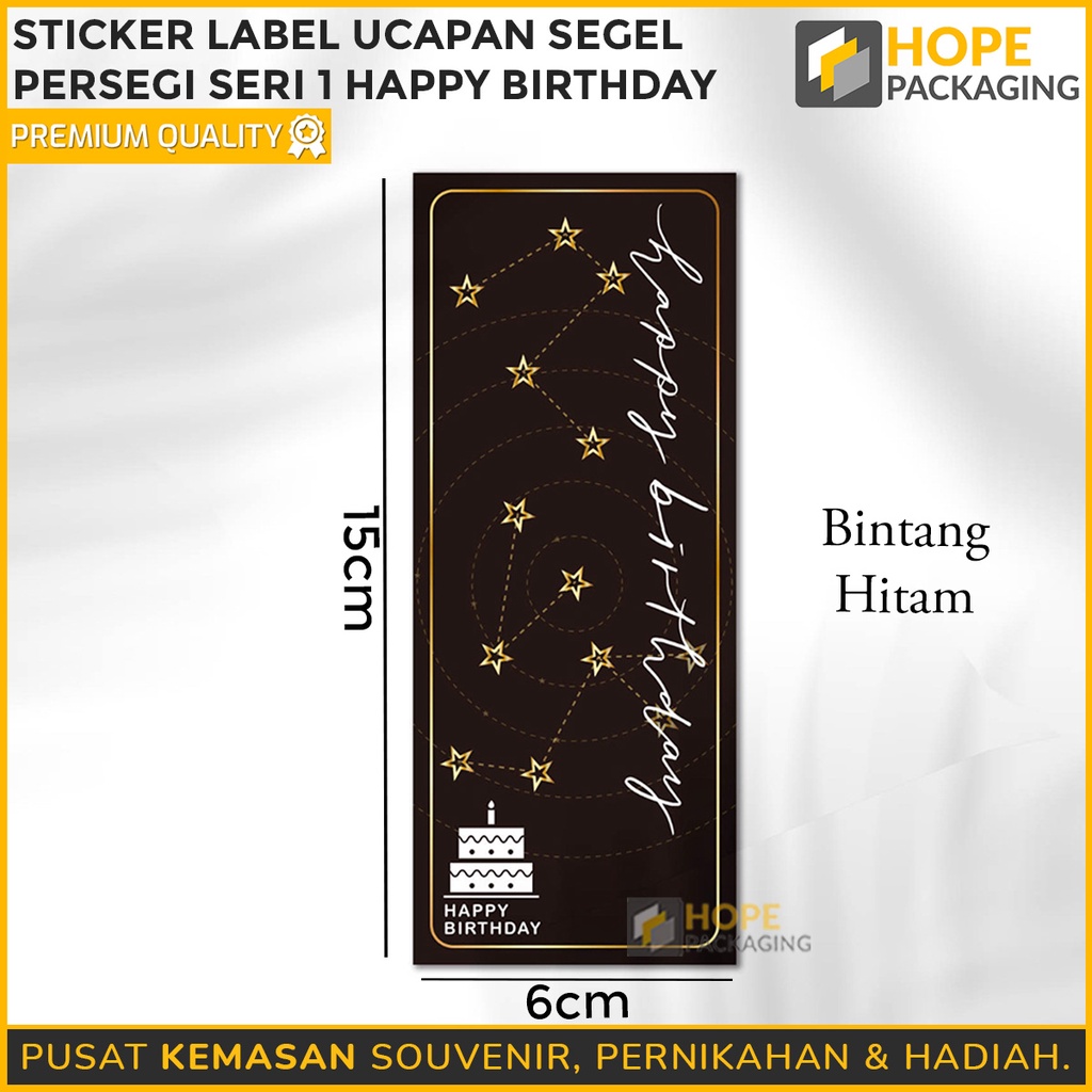 [ 1 pack isi 50 ] Sticker Label Ucapan Tulisan Hapyy birtday Uk. 6x 15 cm stiker kotak lucu packing hampers souvenir makanan