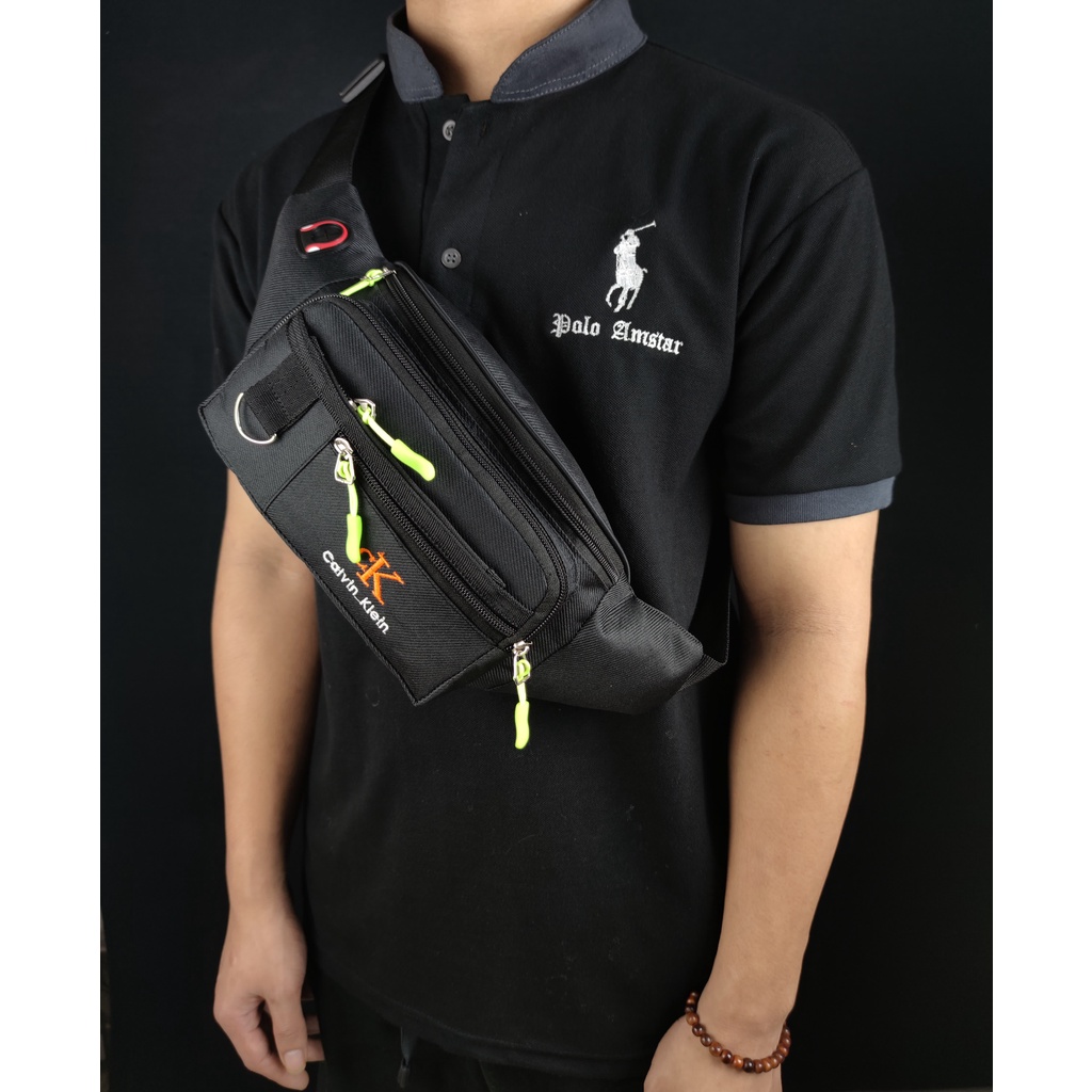 Waistbag Terbaru Bahan Nilon Polo Amstar Murah Berkualitas 100% Real Picture Tas Pria Tas Pinggang Tas Selempang Bahu