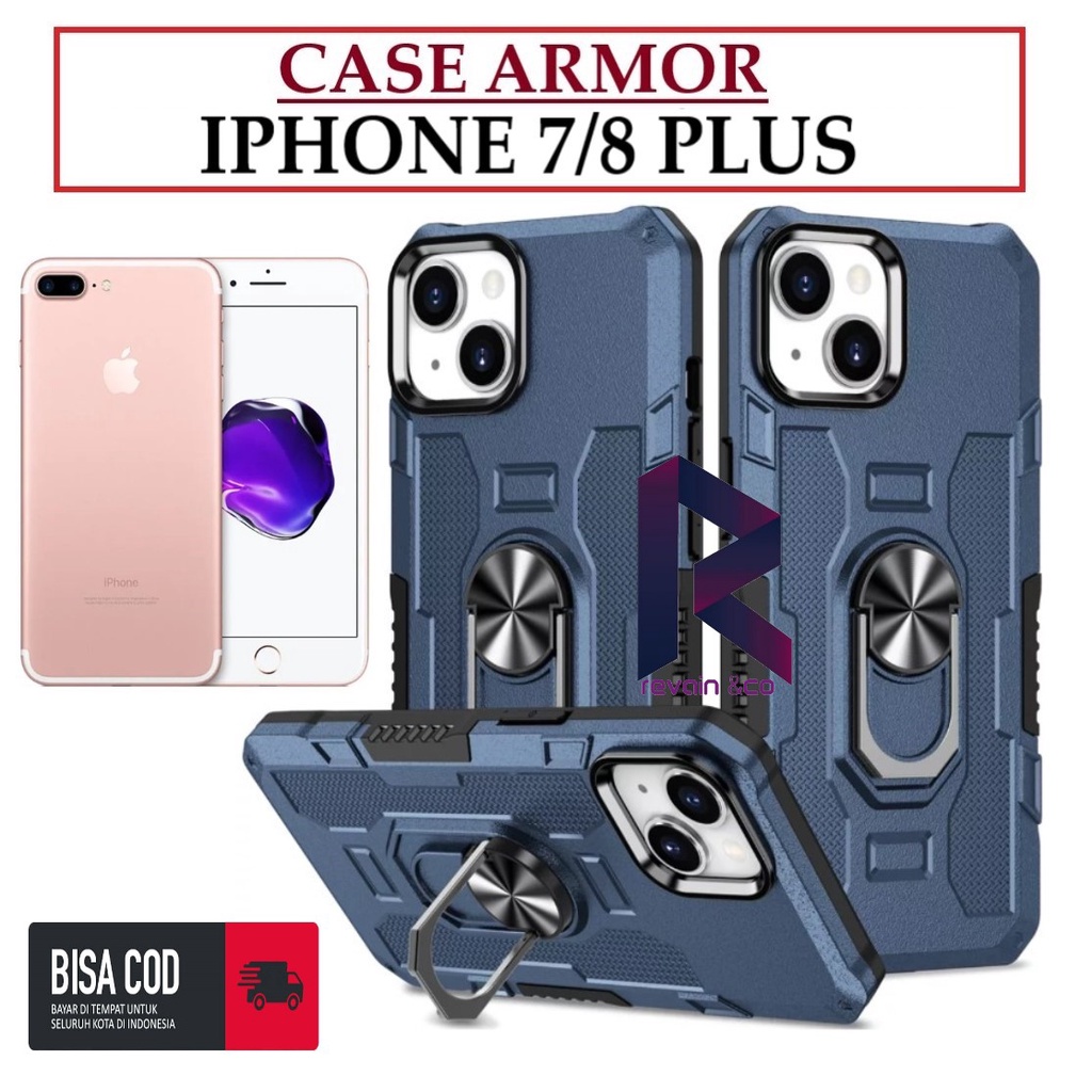 Case Armor IPHONE 7/8 PLUS Iring Cincin Magnetic Kesing Hp Protect kamera Premium Hard Case Standing Robot Pelindung Kamera