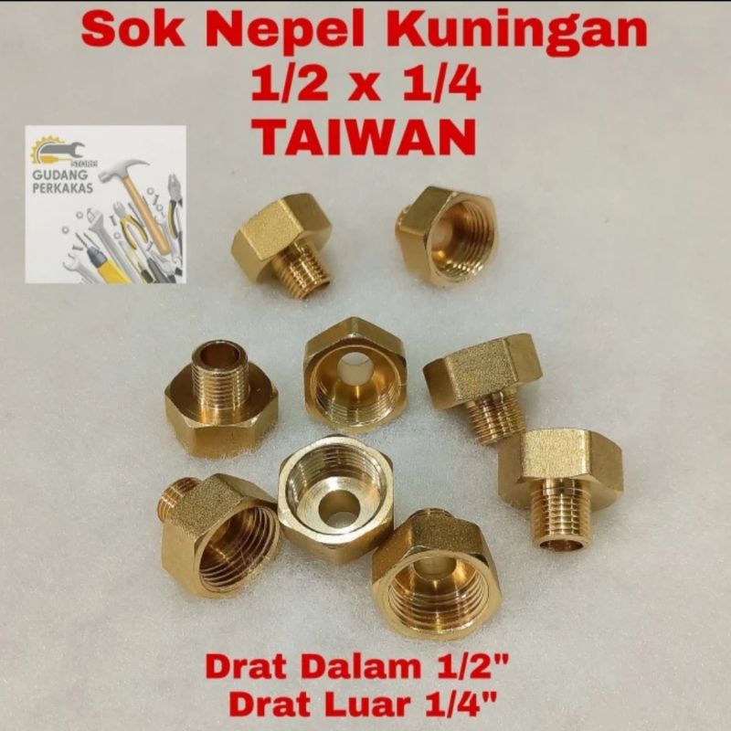 Jual Sok Nepel Kuningan 1 2x1 4 TAIWAN Sock Nepel Drat Dalam 1 2