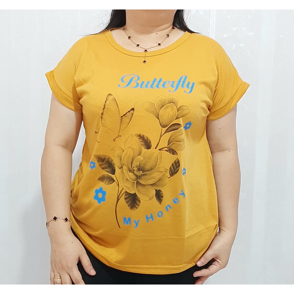 T-Shirt oversize wanita lengan pendek bahan adem kaos oblong harian ukuran jumbo