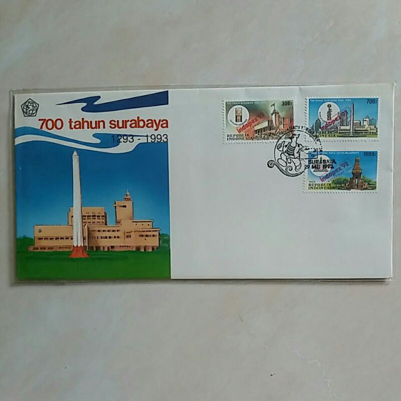 

SHP FDC Sampul Hari Pertama 1993 700 Tahun Surabaya Cetak Tindih Indopex'93 Mint