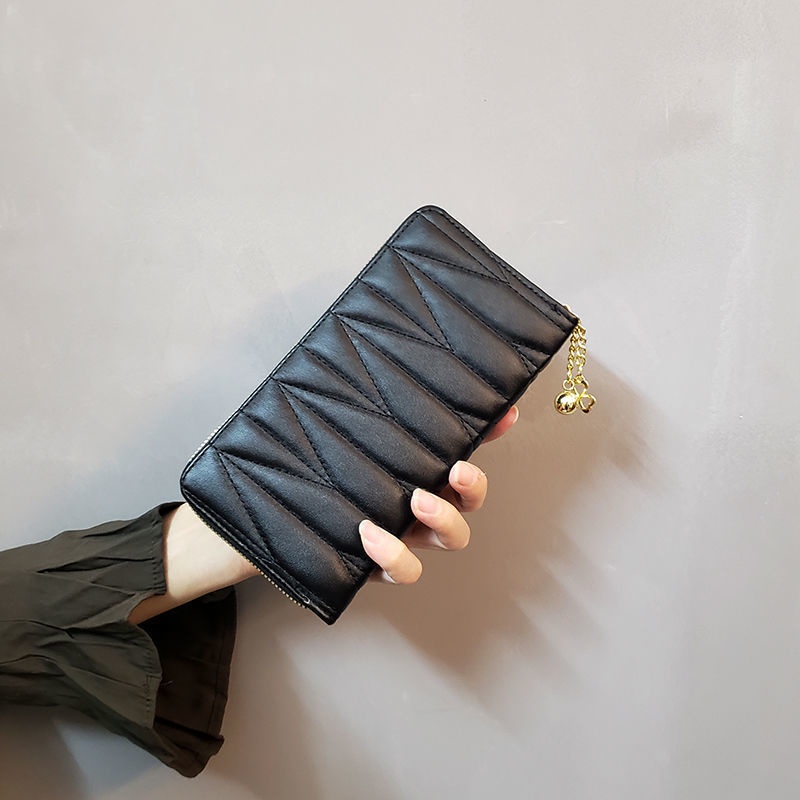 Dompet Wanita Panjang Import Zipper Dompet Hitam Polos Cantik Dompet Perempuan Fashion Murah Dompet Cewek Kekinian D83