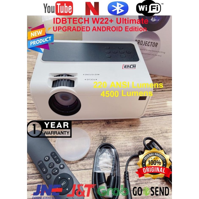 IDBTECH W22+ MINI WIFI projector 2200 Lumens , KoalaTV and youtube HD