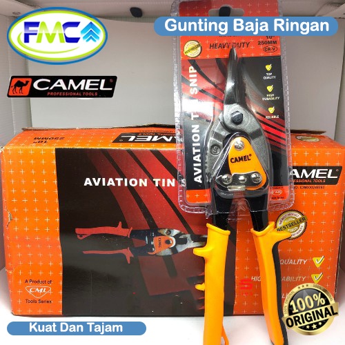 Gunting Holo Baja Ringan Camel Original Heavy Duty Gunting Baja Ringan 10 Inch Pemotong Pelat Baja Ranting Dahan Pohon Gunting Bajaringan Lurus Gunting Seng