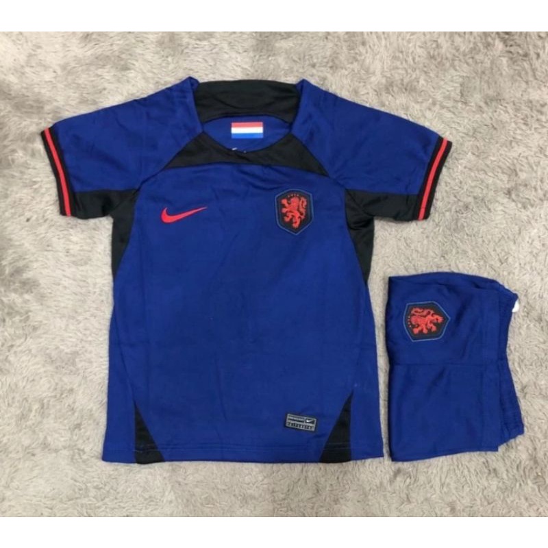 JERSEY BAJU BOLA ANAK BELANDA AWAY KIDS WORLD_CUP 2022 GRADE ORI