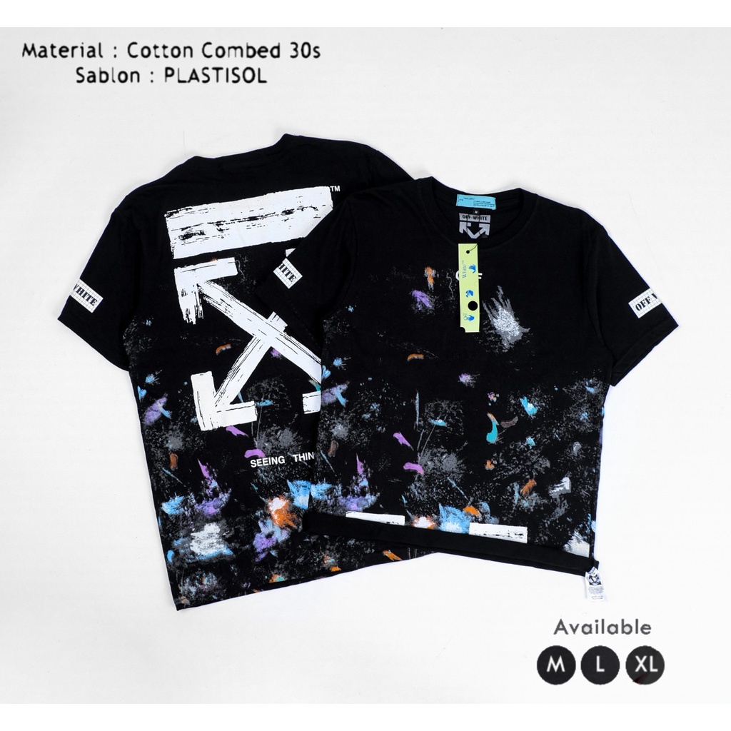 KAOS OFF WHITE GALAXY BLACK PREMIUM AUTHENTIC T-SHIRT