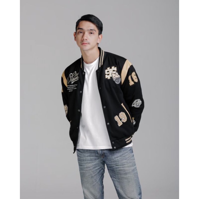 JAKET VARSITY BASEBALL PRIA HITAM ORIGINAL MOTHBLESS FULL BORDIR