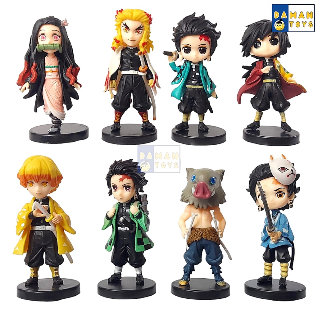 Action Figure  Zenitsu Nezuko Demon Slayer Kimetsu No Yaiba Anime set 8