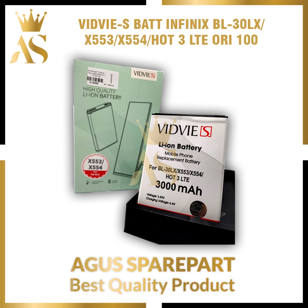 VIDVIE-S BATERAI INFINIX BL-30LX / X553 / X554 / HOT 3 LTE ORI 100 / BATTERY / BATRE