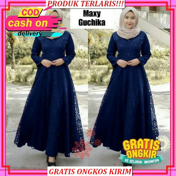 Baju Gamis Maxy Tile Wanita Remaja Mewah Terbaru 2022 Model Kekinian Trendy Bahan Tile Mutiara Lapis