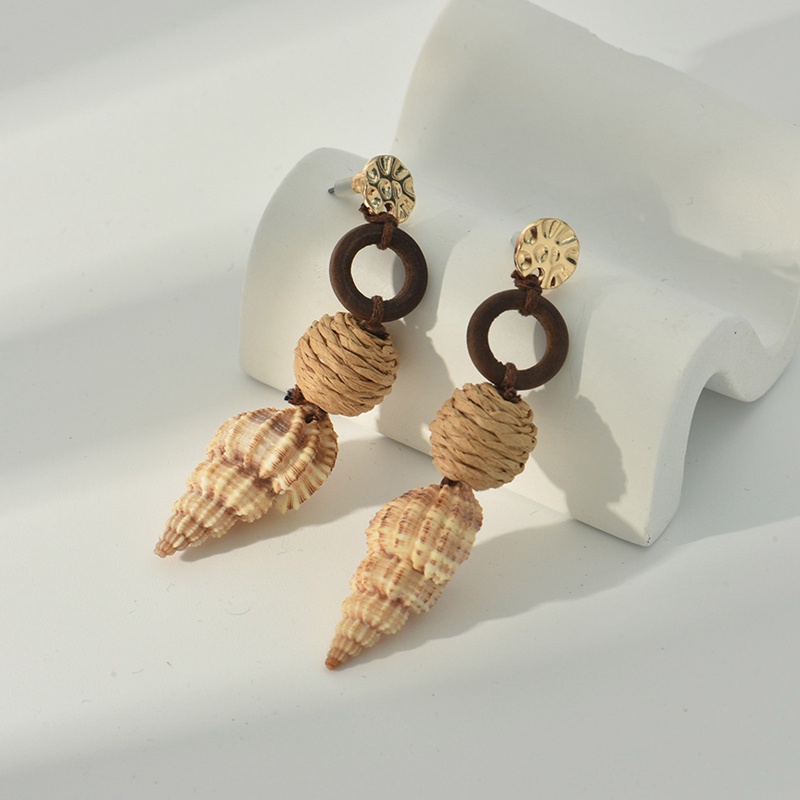 Fancyqube Anting Shell Keong Kepribadian Gaya Pantai Dua Warna Anting Shell Keong Wanita Anting Fashion Korea Untuk Wanita