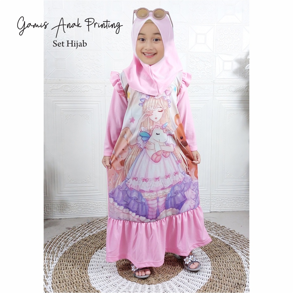 Gamis Anak Printing Set Hijab CKids