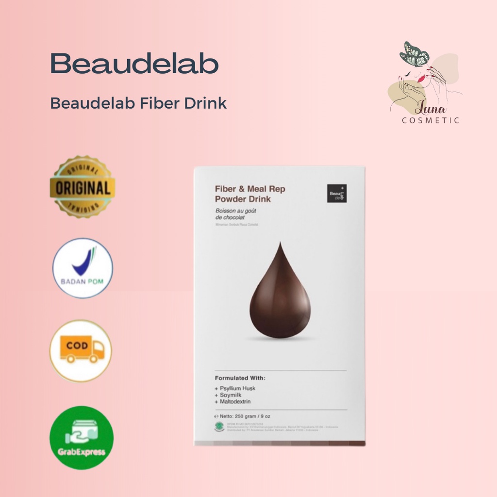 Beaudelab Fiber Drink | Fiber Sayur &amp; Buah Menyerap Minyak | Fiber Rasa Cokelat Pengganti Makan Malam &amp; Pagi