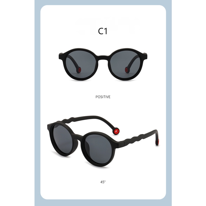 Kacamata Hitam Anak-Anak Silikon Polarized Anak Laki-Laki Dan Perempuan Luar Ruangan Bulat Bingkai Kecil Shades